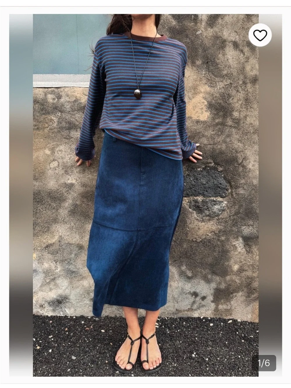 Zara Faux Suede Blue Maxi Skirt